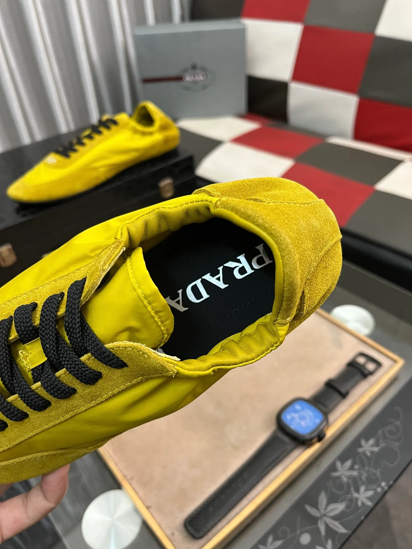 Men's shoes 💰500⌚️⌚️【PRADA】Prada - high-end quality original order 🔍🔍🔍 casual sports shoes - Upper: 🔝Nappa calfskin, brand high mercerized canvas, shoe body brand metal fasteners, tongue silk screen brand logo - Lining: water-dyed cowhide - Outsole: ultra-light TPU foam; molded outsole -Ultra-high quality control and fine workmanship: outstanding (high-end, extravagance, class) -Size: 38-446️⃣colors available